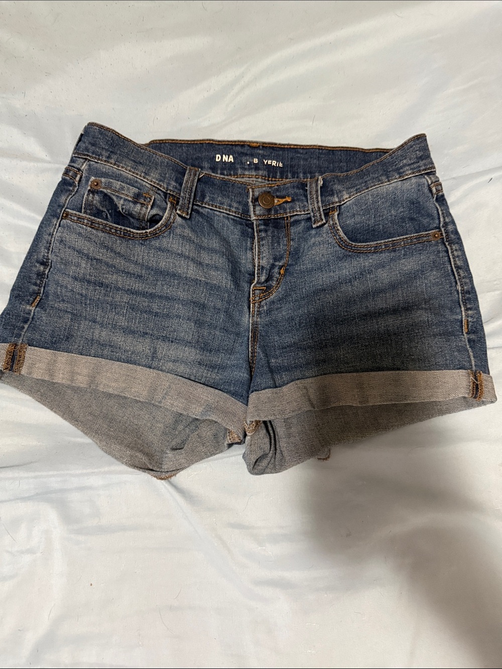 DNA Couture Rolled Hem Dark Blue Denim Shorts